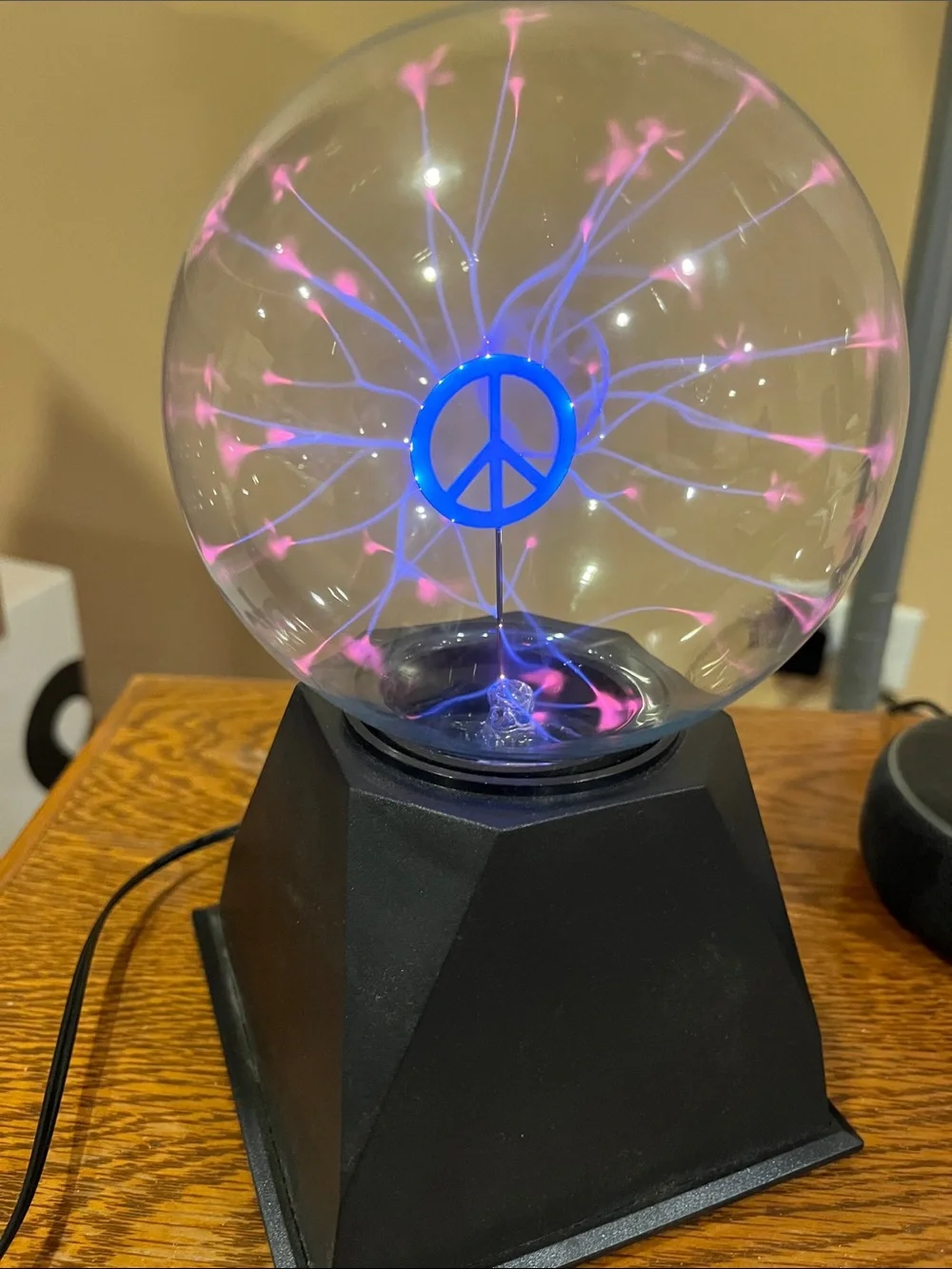 Mystic Peace Sign Plasma Lamp - Purple, Blue, Red